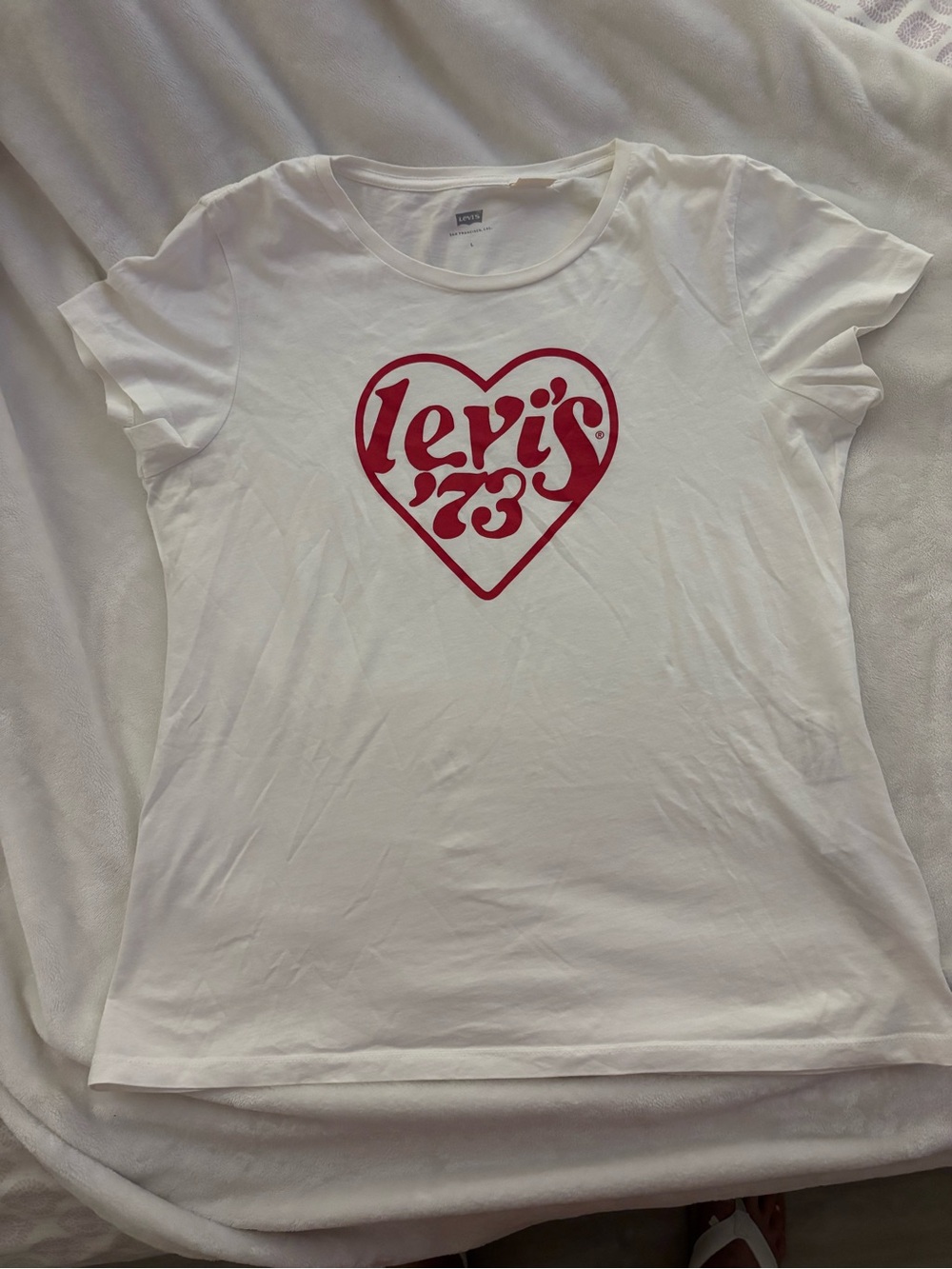 Levi's White Tee with Red Heart '73 Graphic